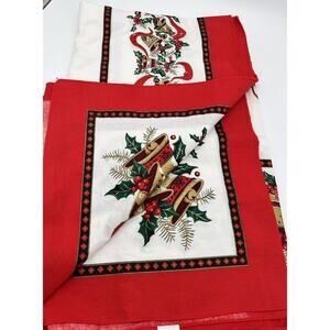 Vintage 96x54 Christmas Bells And Holly Red White Green Gold Rectangle